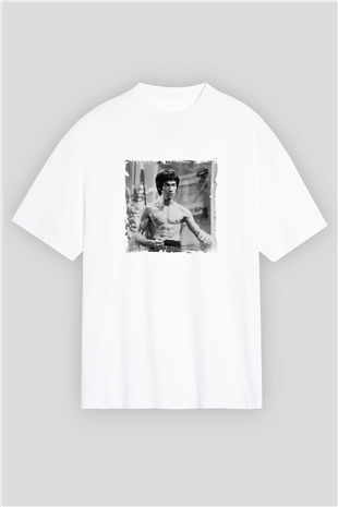 Bruce Lee Oversize Baskılı Beyaz Tişört