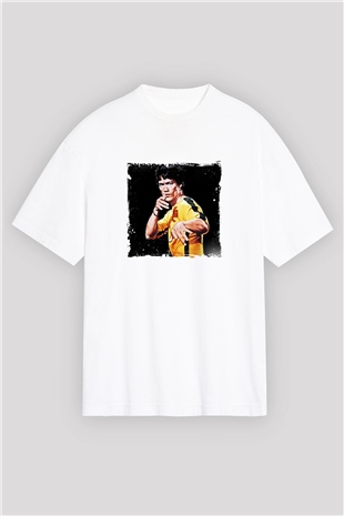 Bruce Lee Oversize Baskılı Beyaz Tişört