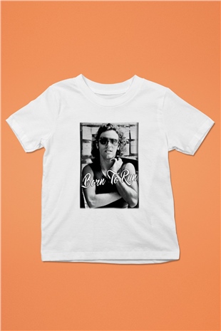 Bruce Springsteen Baskılı Beyaz Unisex Çocuk Tişört