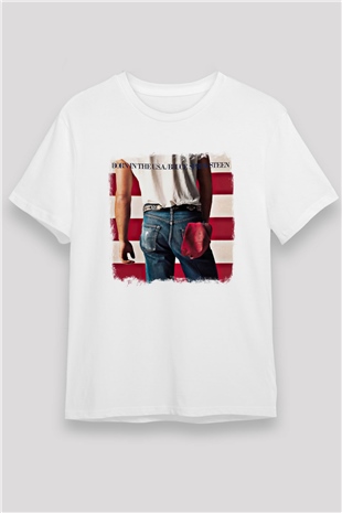 Bruce Springsteen Baskılı Unisex Beyaz Tişört
