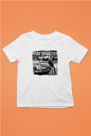Bruce Springsteen Baskılı Unisex Beyaz Çocuk Tişört