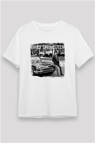 Bruce Springsteen Baskılı Unisex Beyaz Tişört