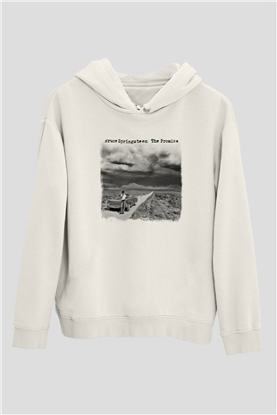 Bruce Springsteen Baskılı Unisex Beyaz Hoodie