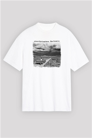 Bruce Springsteen Baskılı Unisex Beyaz Oversize Tişört