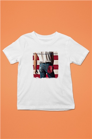 Bruce Springsteen Baskılı Unisex Beyaz Çocuk Tişört