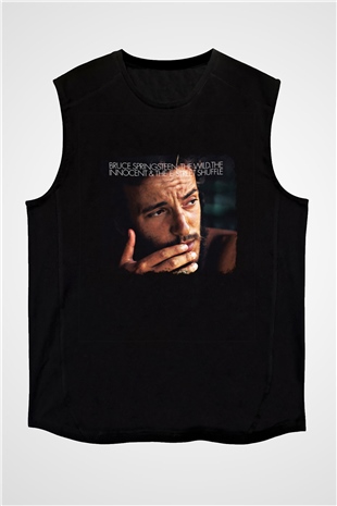 Bruce Springsteen Baskılı Unisex Siyah Kolsuz Tişört