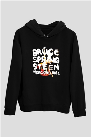 Bruce Springsteen Baskılı Unisex Siyah Hoodie