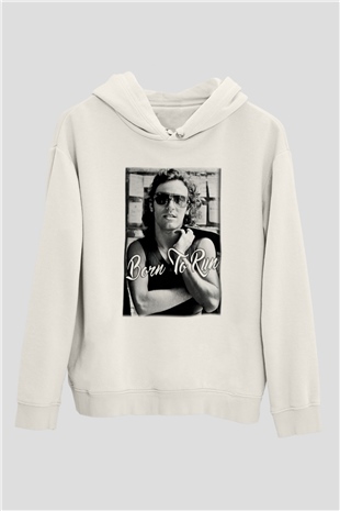 Bruce Springsteen Beyaz Unisex Kapşonlu Sweatshirt