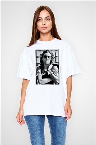 Bruce Springsteen Beyaz Unisex Oversize Tişört T-Shirt
