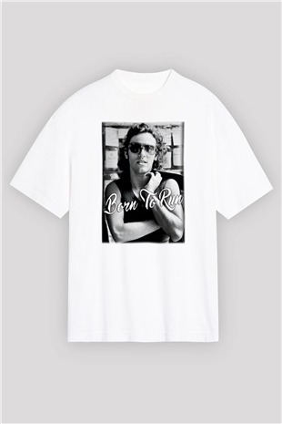 Bruce Springsteen Beyaz Unisex Oversize Tişört T-Shirt
