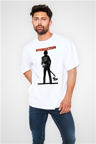 Bruce Springsteen Beyaz Oversize Tişört Oversize T-shirt - TişörtFabrikası
