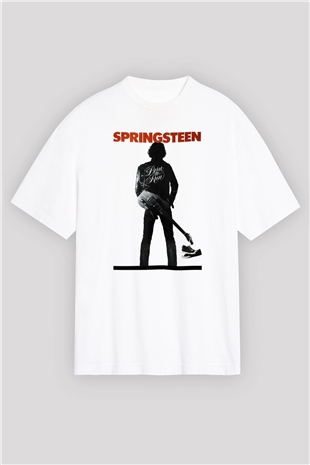 Bruce Springsteen Beyaz Oversize Tişört Oversize T-shirt - TişörtFabrikası