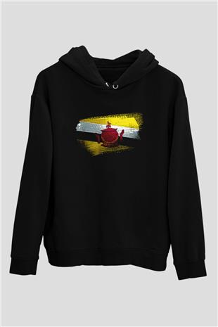 Brunei Bayrağı Baskılı Unisex Siyah Hoodie