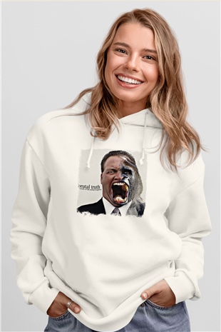 Brutal Truth Baskılı Unisex Beyaz Hoodie