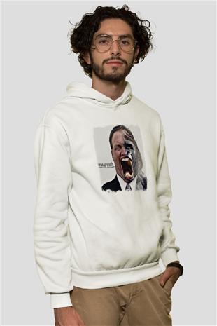 Brutal Truth Baskılı Unisex Beyaz Hoodie