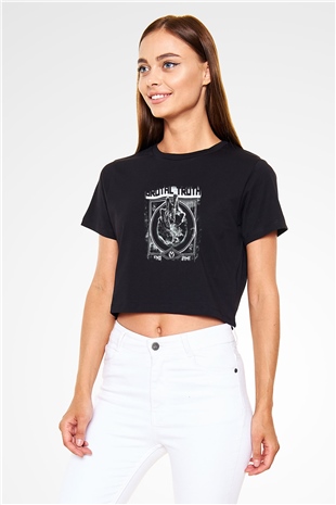 Brutal Truth Baskılı Unisex Siyah Crop Top Tişört