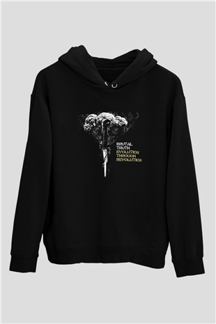 Brutal Truth Baskılı Unisex Siyah Hoodie