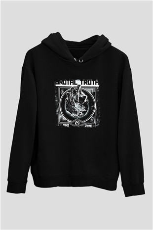 Brutal Truth Baskılı Unisex Siyah Hoodie