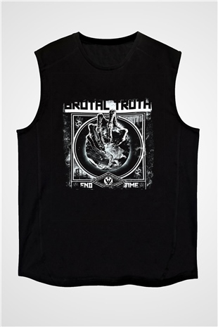 Brutal Truth Baskılı Unisex Siyah Kolsuz Tişört