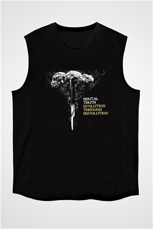 Brutal Truth Baskılı Unisex Siyah Kolsuz Tişört