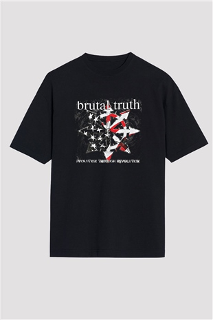 Brutal Truth Baskılı Unisex Siyah Oversize Tişört