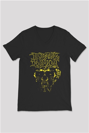 Brutal Truth Siyah Unisex V Yaka Tişört