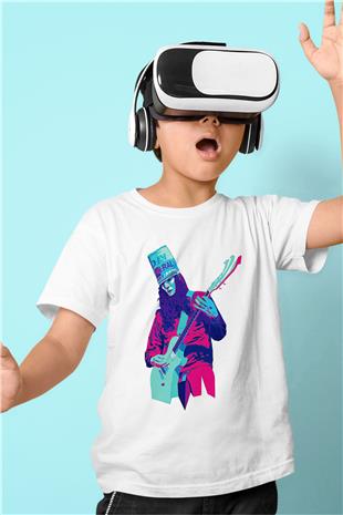 Buckethead Baskılı Beyaz Unisex Beyaz Çocuk Tişört - Tshirt