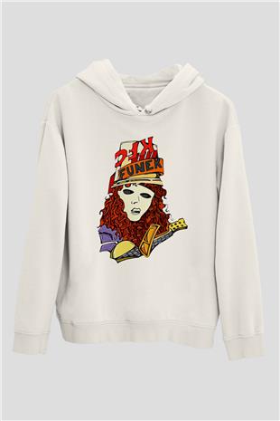 Buckethead Baskılı Beyaz Unisex Kapüşonlu Sweatshirt