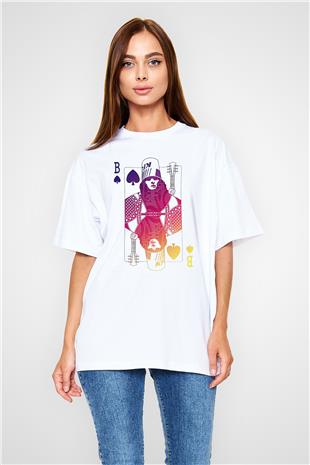 Buckethead Baskılı Beyaz Unisex Oversize Tişört - Tshirt