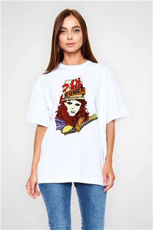 Buckethead Baskılı Beyaz Unisex Oversize Tişört - Tshirt