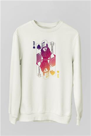 Buckethead Baskılı Beyaz Unisex Sweatshirt