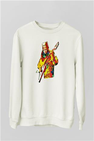 Buckethead Baskılı Beyaz Unisex Sweatshirt