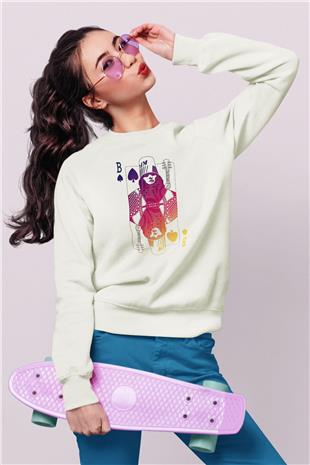 Buckethead Baskılı Beyaz Unisex Sweatshirt