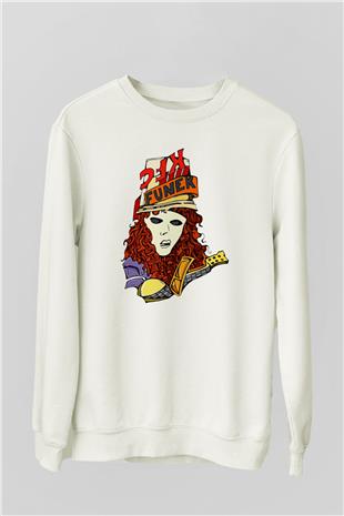 Buckethead Baskılı Beyaz Unisex Sweatshirt