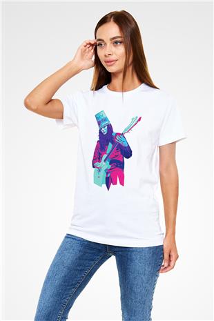 Buckethead Baskılı Unisex Beyaz Tişört - Tshirt