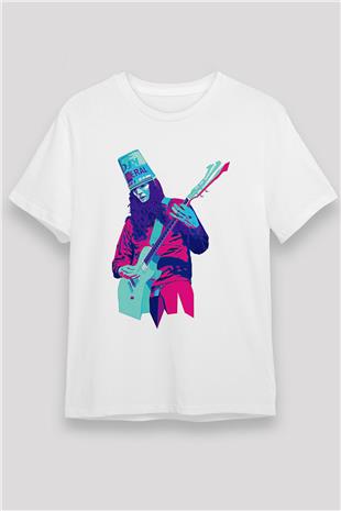 Buckethead Baskılı Unisex Beyaz Tişört - Tshirt