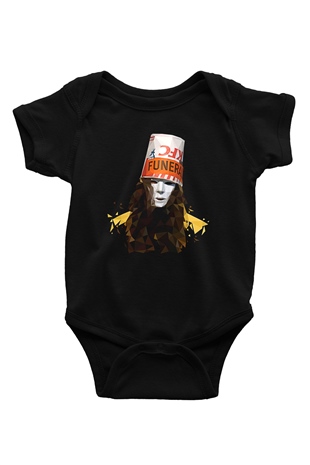 Buckethead Baskılı Unisex Siyah Bebek Body - Zıbın