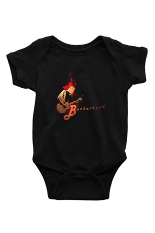 Buckethead Baskılı Unisex Siyah Bebek Body - Zıbın