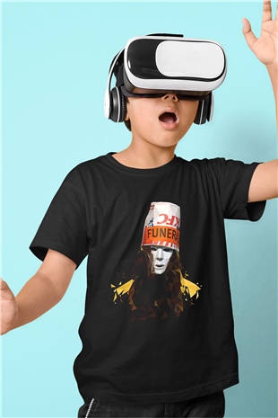 Buckethead Baskılı Unisex Siyah Çocuk Tişört - Tshirt