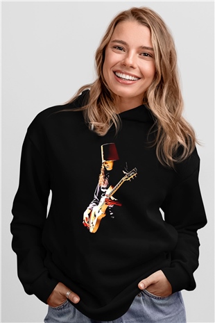 Buckethead Baskılı Unisex Siyah Kapüşonlu Sweatshirt