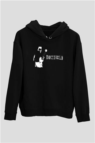 Buckethead Baskılı Unisex Siyah Kapüşonlu Sweatshirt
