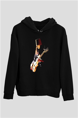 Buckethead Baskılı Unisex Siyah Kapüşonlu Sweatshirt