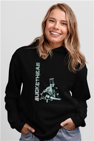 Buckethead Baskılı Unisex Siyah Kapüşonlu Sweatshirt