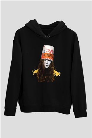 Buckethead Baskılı Unisex Siyah Kapüşonlu Sweatshirt