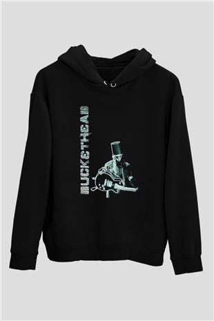 Buckethead Baskılı Unisex Siyah Kapüşonlu Sweatshirt