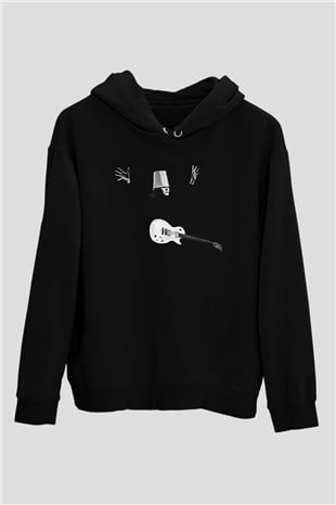 Buckethead Baskılı Unisex Siyah Kapüşonlu Sweatshirt