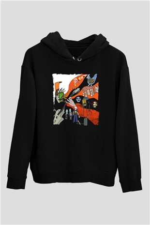 Buckethead Baskılı Unisex Siyah Kapüşonlu Sweatshirt