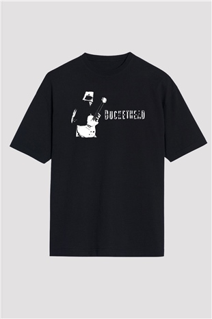 Buckethead Baskılı Unisex Siyah Oversize Tişört - Tshirt
