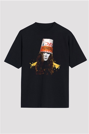 Buckethead Baskılı Unisex Siyah Oversize Tişört - Tshirt