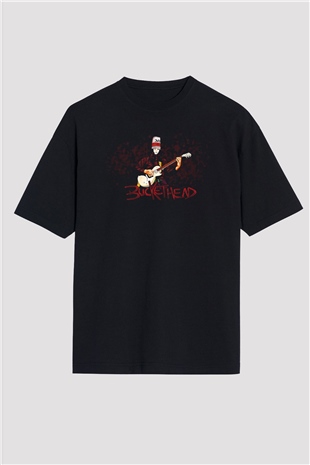 Buckethead Baskılı Unisex Siyah Oversize Tişört - Tshirt